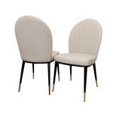 Set of 2 Beige Etta Leather Dining Chairs